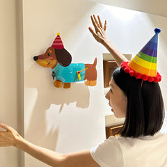 Dachshund Party Wall Clock Time to Wag & Celebrate
