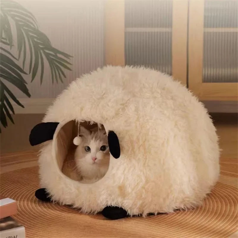 Sheep Shape Pet Nest Soft Cozy Bed for Cats and Small Dogs