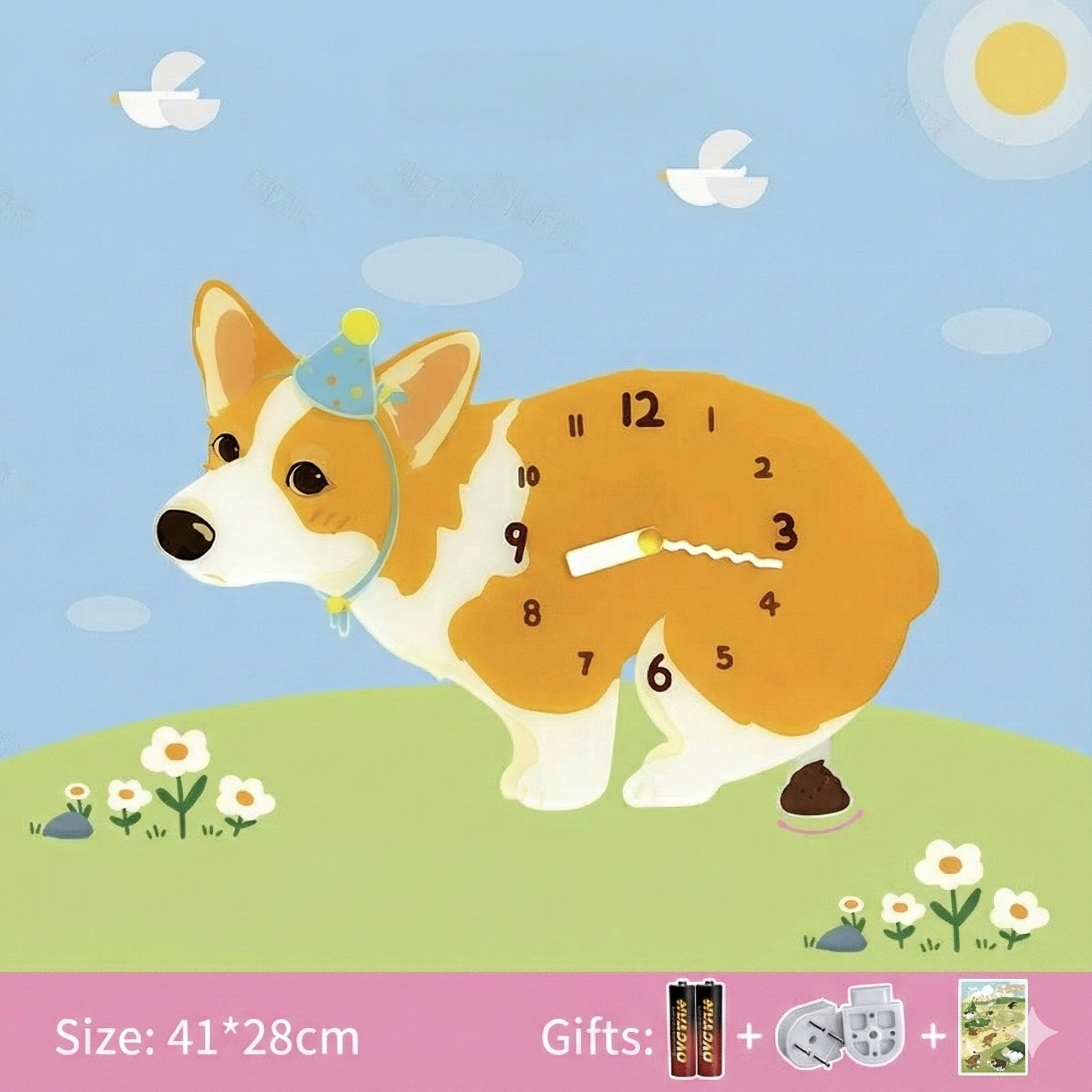 Popping Puppy Wall Clock