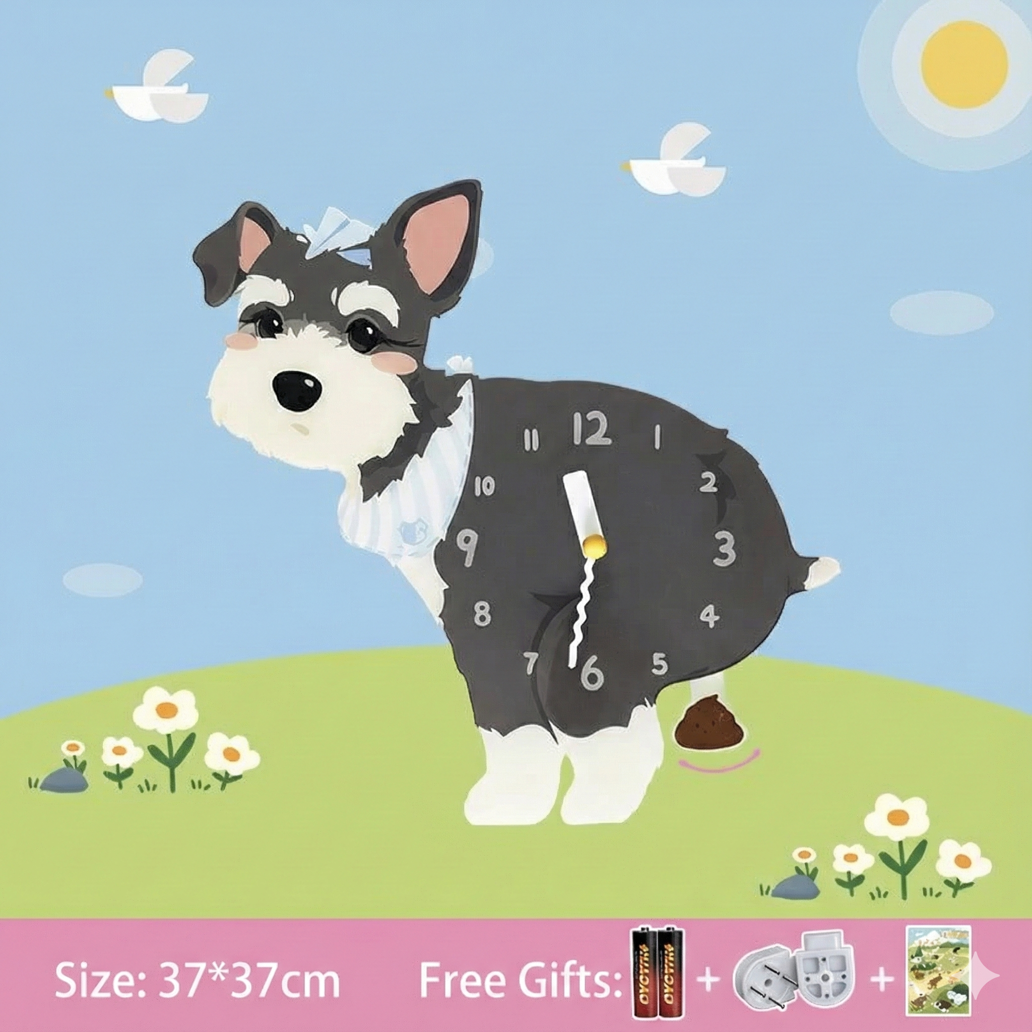 Popping Puppy Wall Clock
