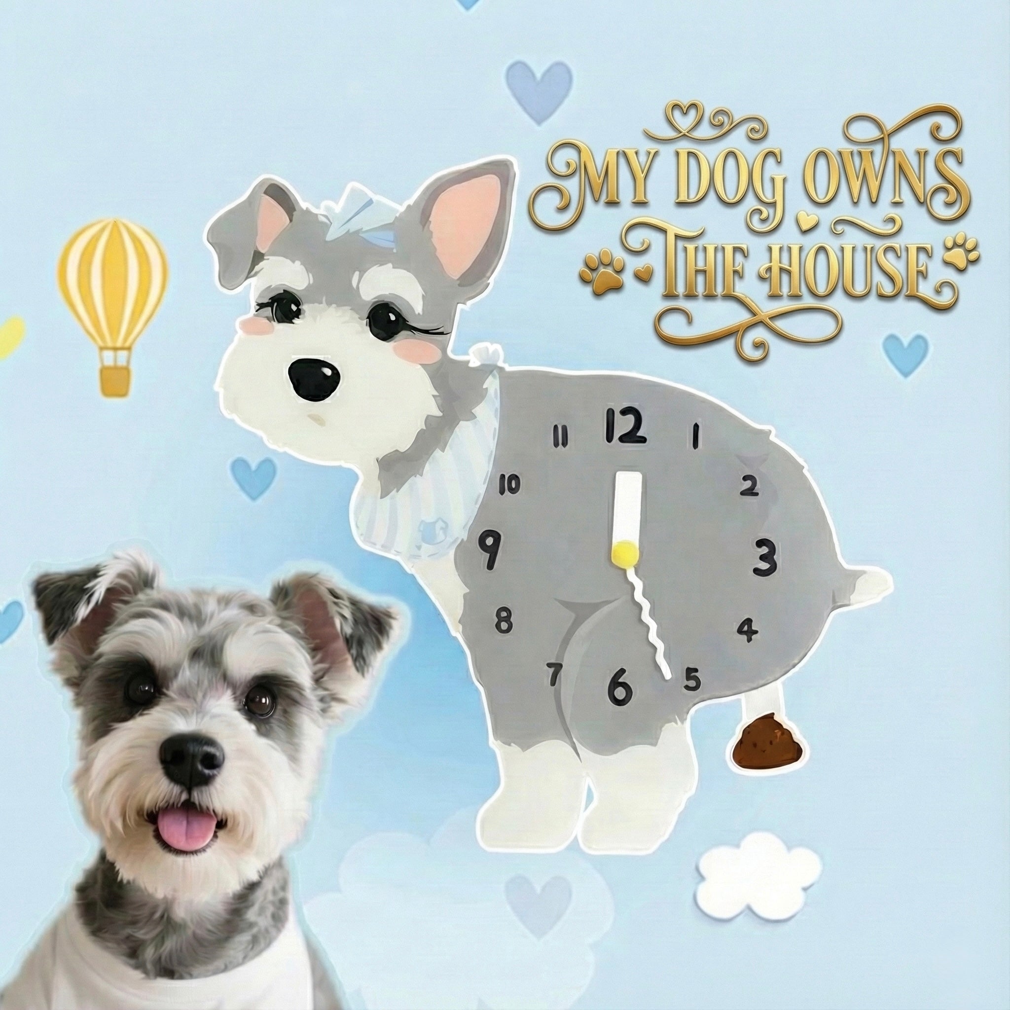 Popping Puppy Wall Clock