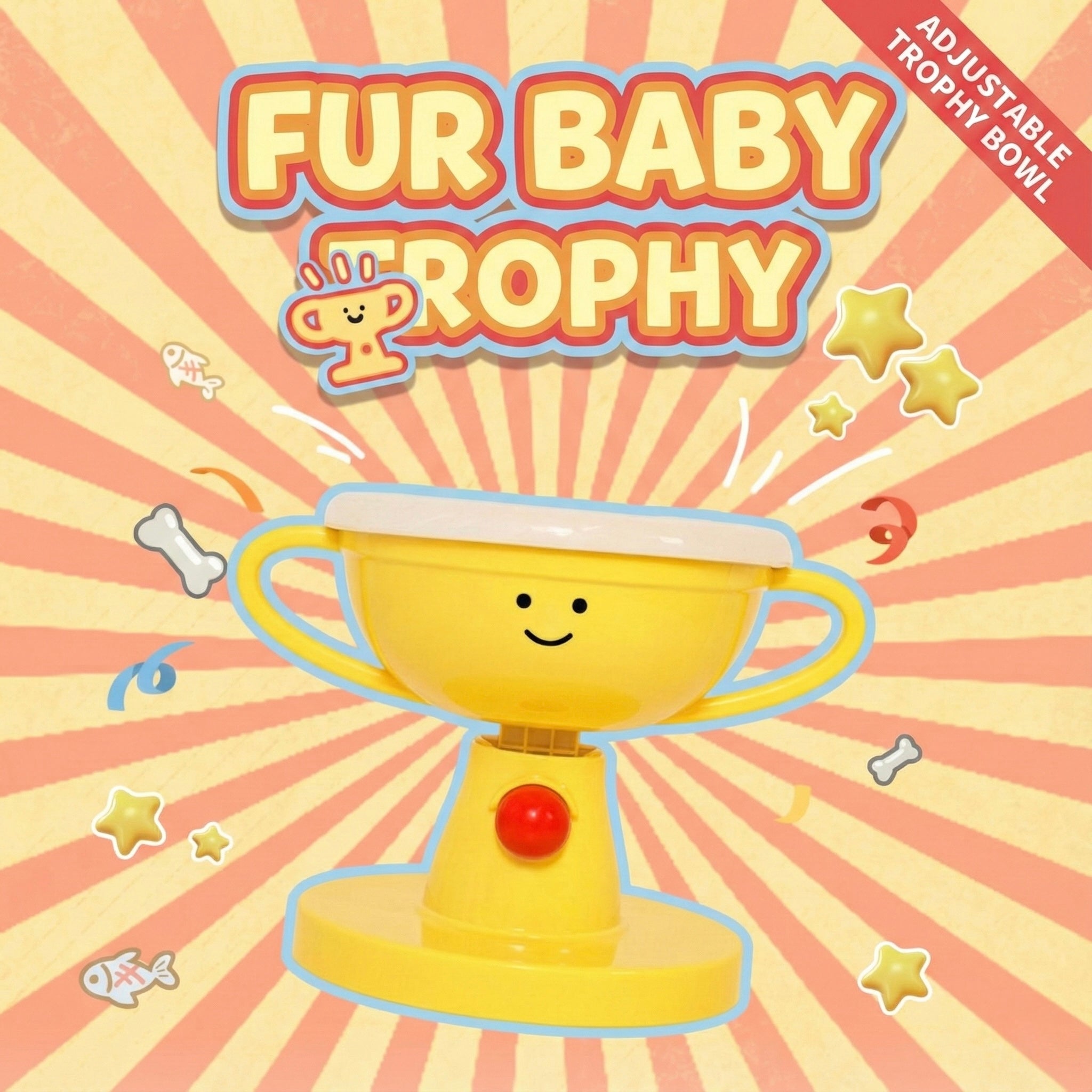 Yellow Trophy Adjustable Height Pet Bowl