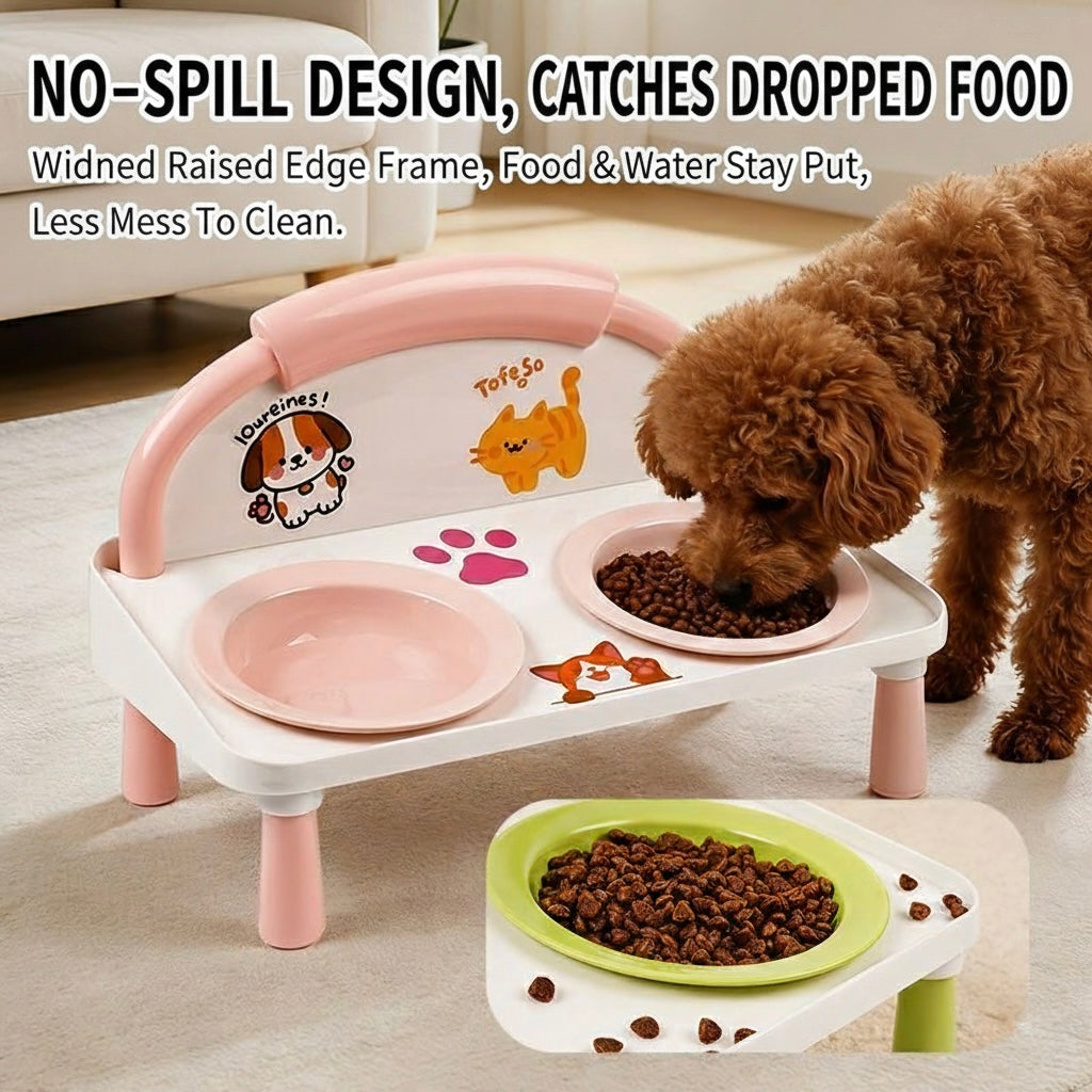 Elevated Double Pet Bowl for Cats & Dogs