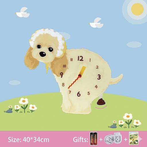 Popping Puppy Wall Clock