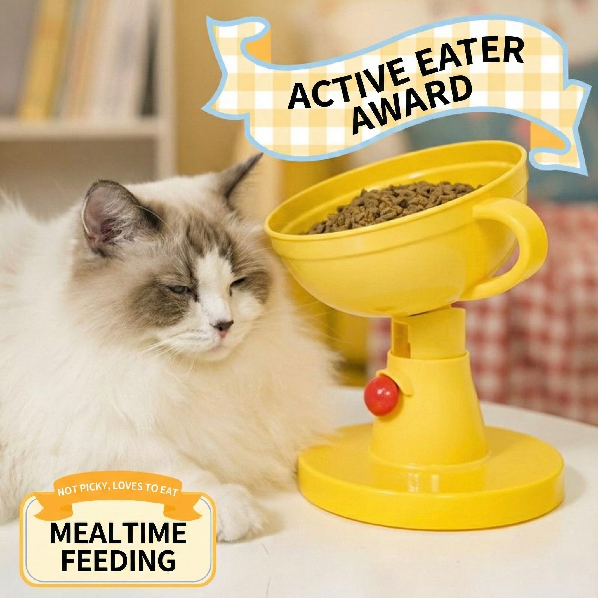 Yellow Trophy Adjustable Height Pet Bowl