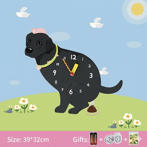 Popping Puppy Wall Clock