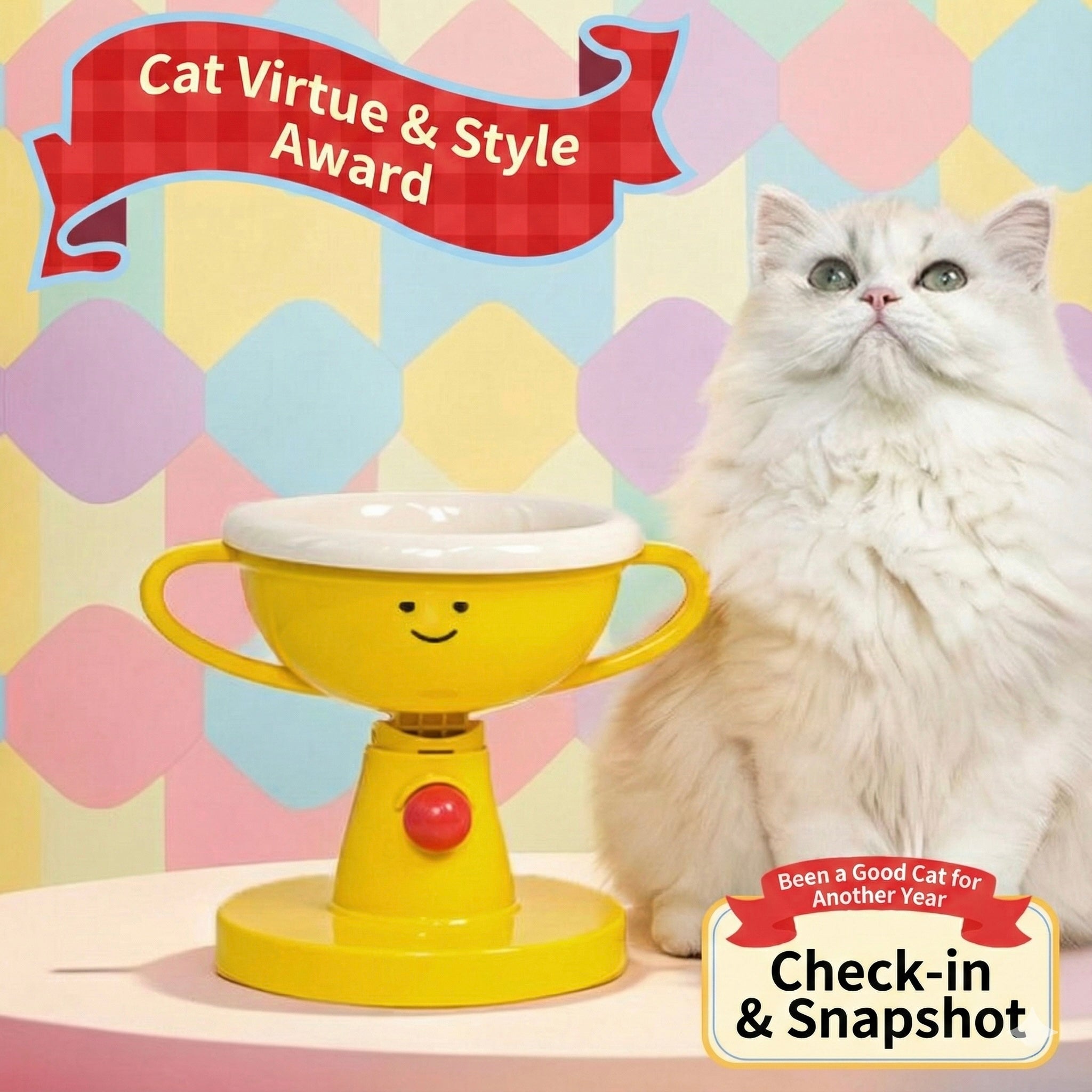 Yellow Trophy Adjustable Height Pet Bowl