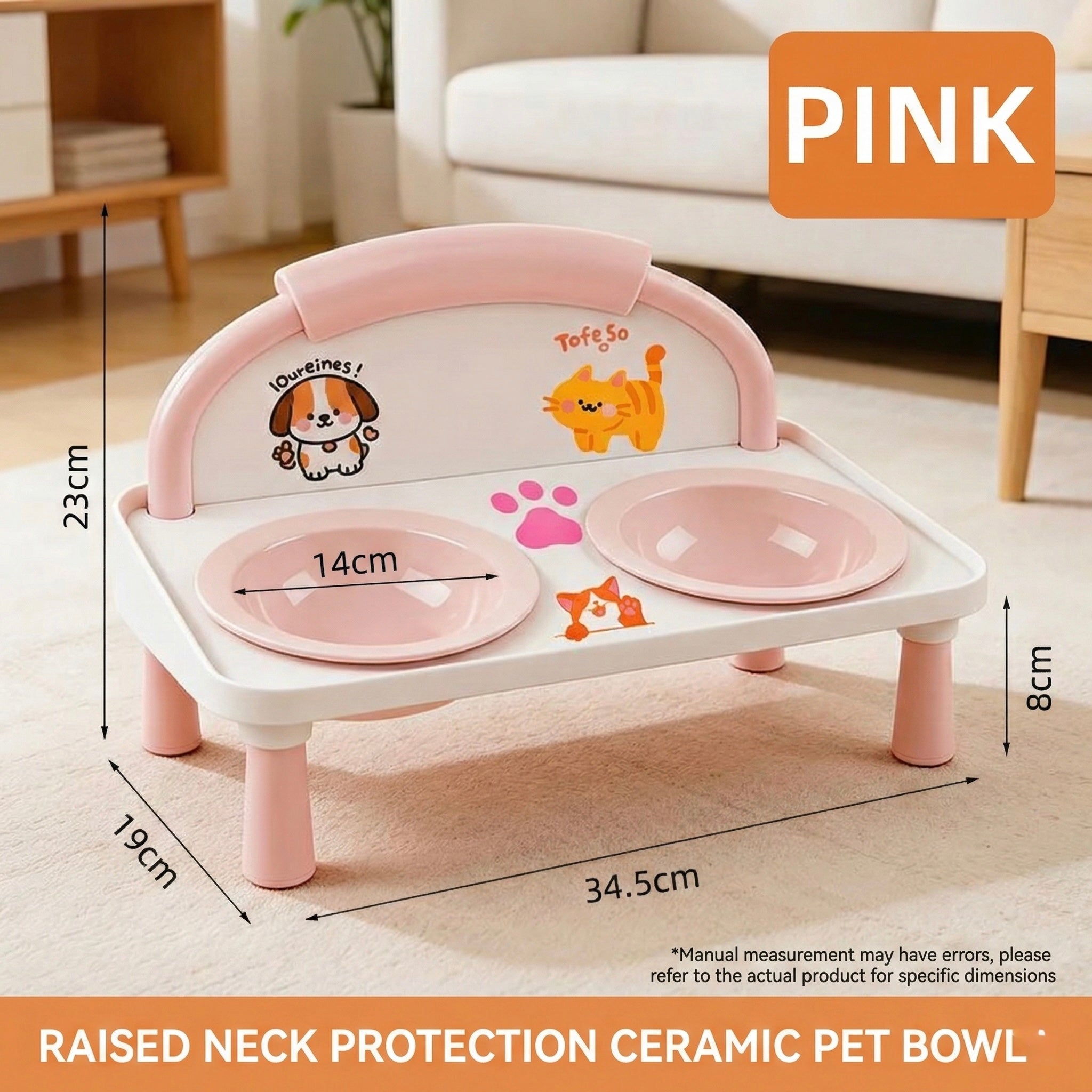 Elevated Double Pet Bowl for Cats & Dogs