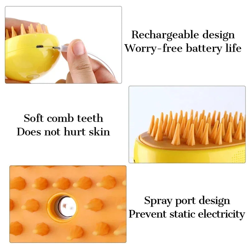 3 in 1 Cat Brush with Mist Spray Pet Deshedding Grooming Brush