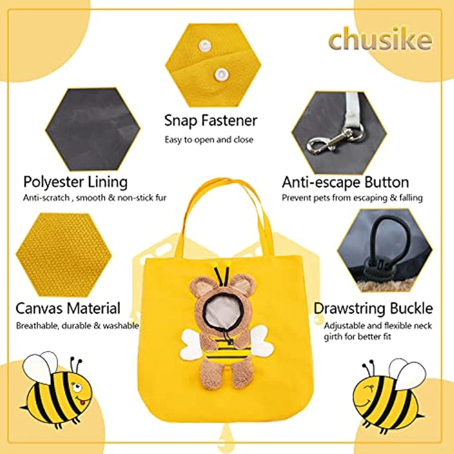 Canvas Pet Carrier Bag Bee Shape Sling Bag for Small Dogs Cats