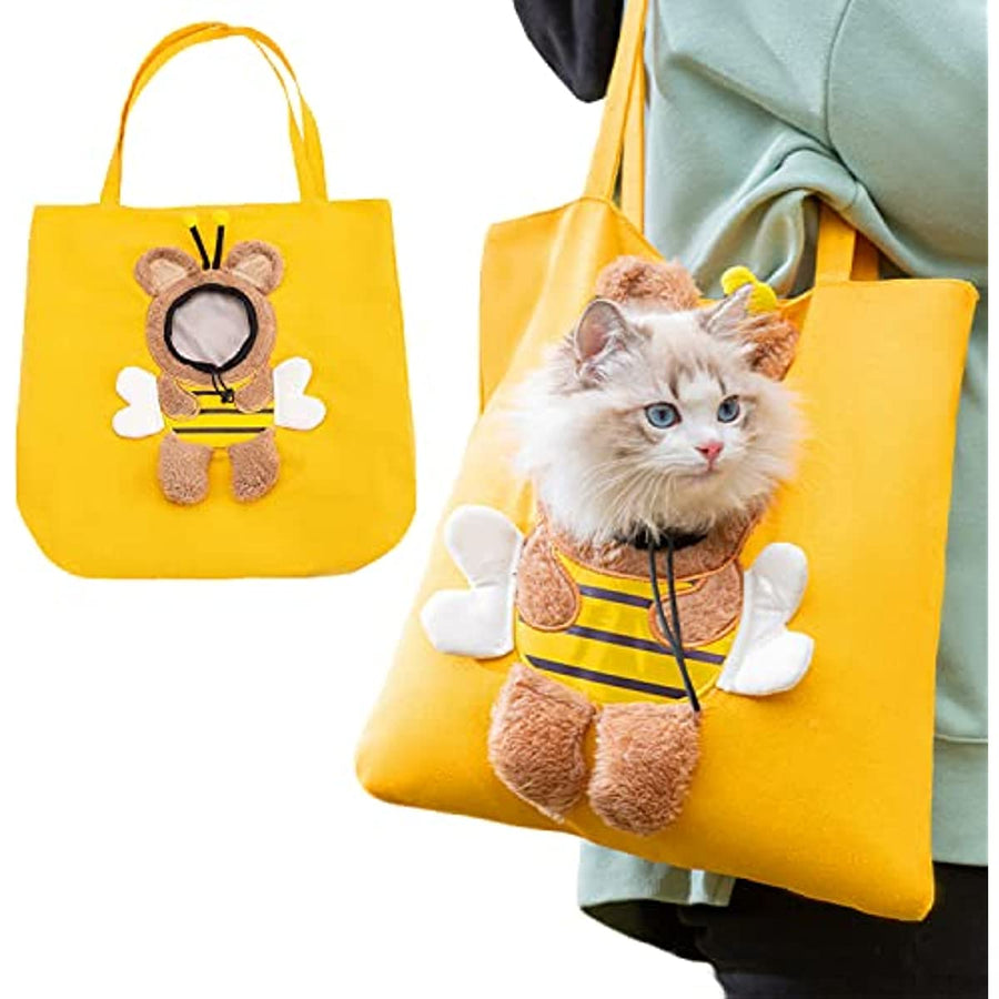 Canvas Pet Carrier Bag Bee Shape Sling Bag for Small Dogs Cats