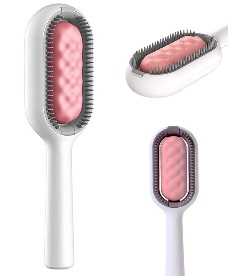 2-in-1 Pet Hair Cleaning Brush Dog Cat Grooming & Hair Removal Tool