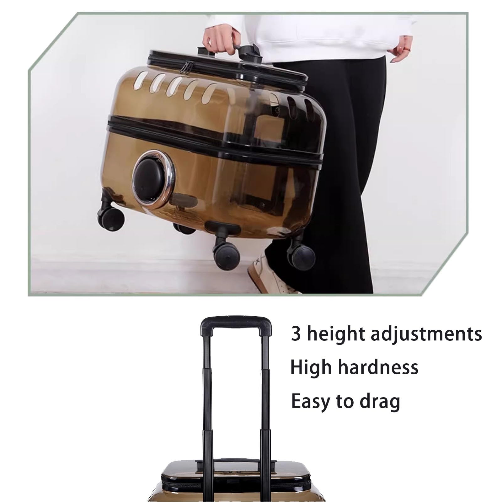 Transparent Pet Travel Trolley